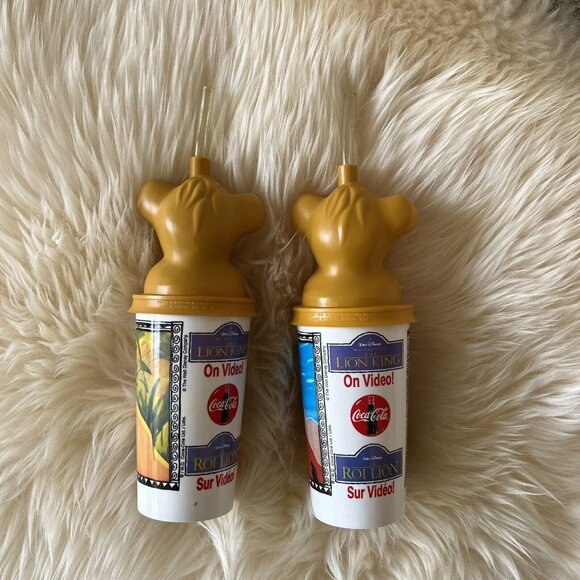LION KING Coca Cola Simba Nala Scar Cup Tumbler Vintage Walt Disney 90s Lot of 2 - Picture 2 of 16
